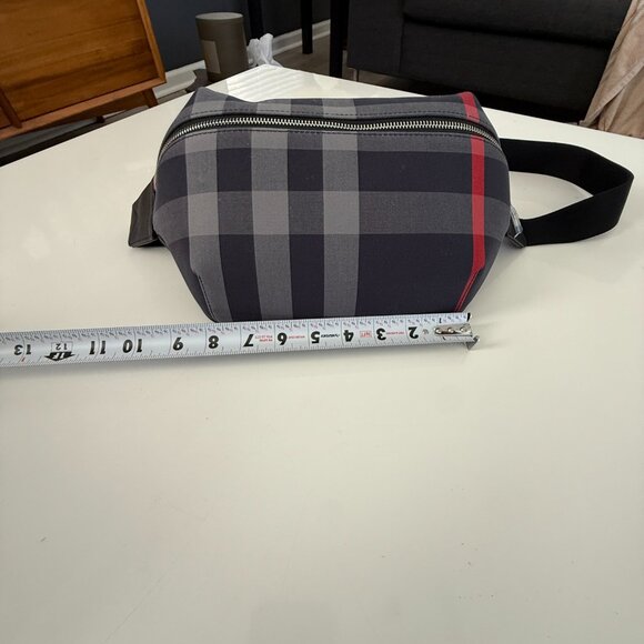 Burberry Navy Grey IP Check Canvas Leather MD Sonny Belt Bag - Picture 16 of 16